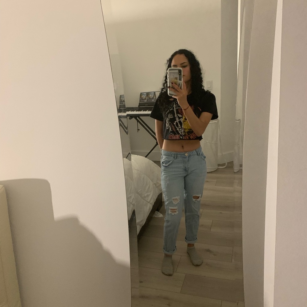 Blue ripped jeans